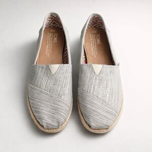 TOMS Avalon Alpargata Gray White Woven Texture Espadrille Slip On Women's Size 6